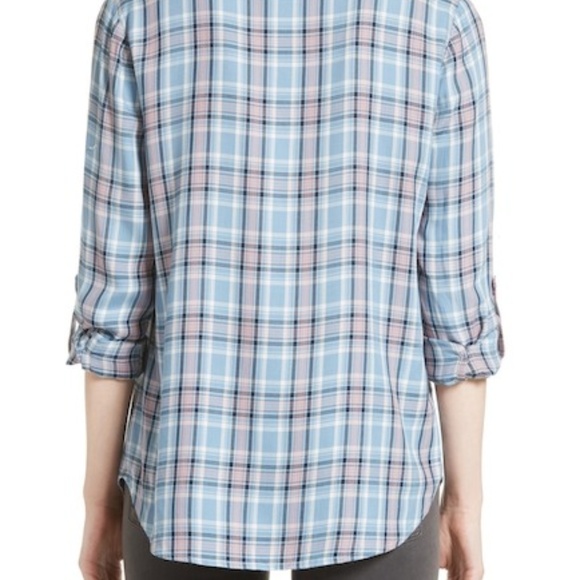 Soft Joie Long Pastel Sleeve Plaid Button Down Up - Picture 2 of 5